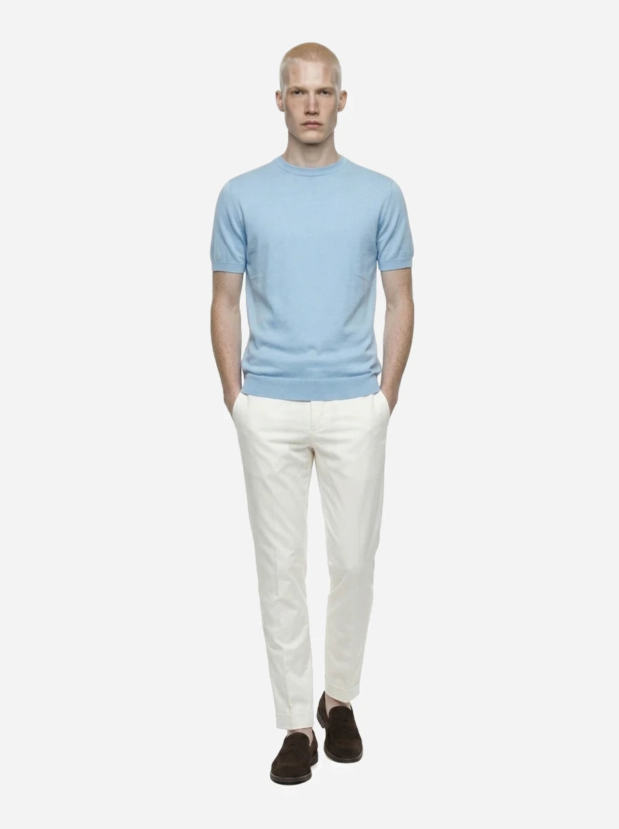 Pantalone Master in cotone seta stretch bianco