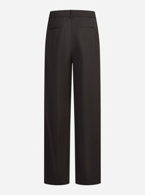 Pantaloni Lorenza in lana vergine stretch marroni - vista posteriore