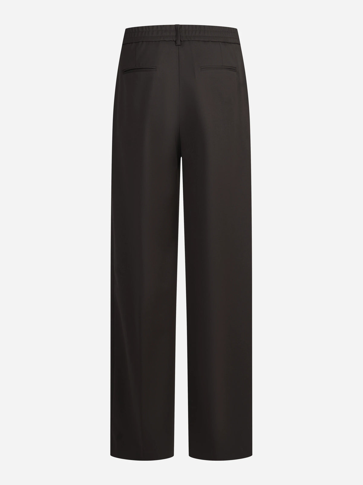 Pantaloni Lorenza in lana vergine stretch marroni - vista posteriore