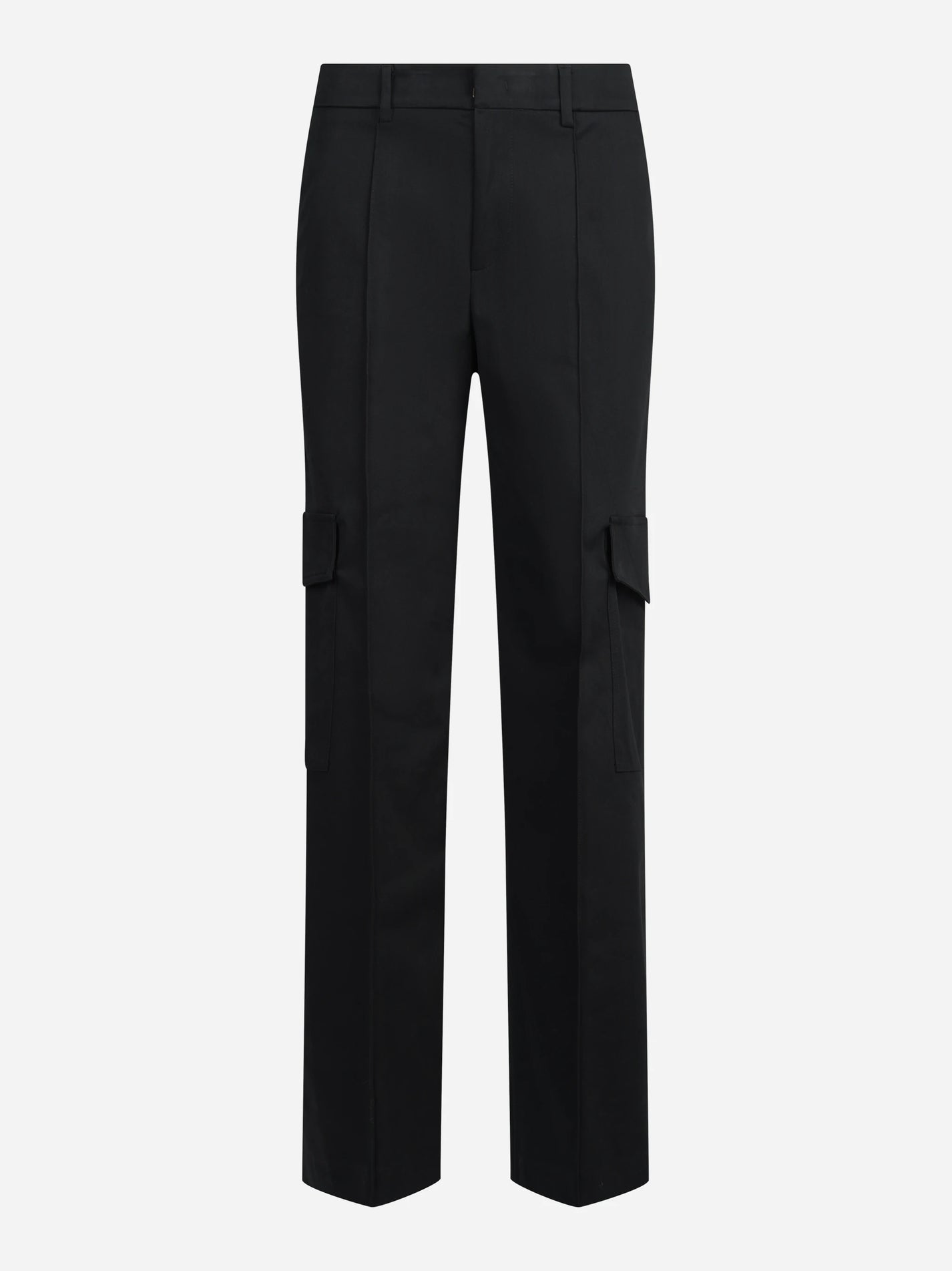 Pantaloni cargo Lorenza in cotone stretch neri - vista frontale