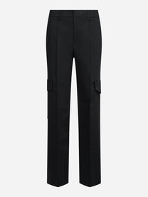 Pantaloni cargo Lorenza in cotone stretch neri - vista frontale