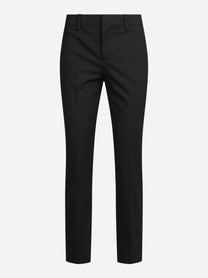 Pantaloni New York in lana vergine stretch neri - vista frontale