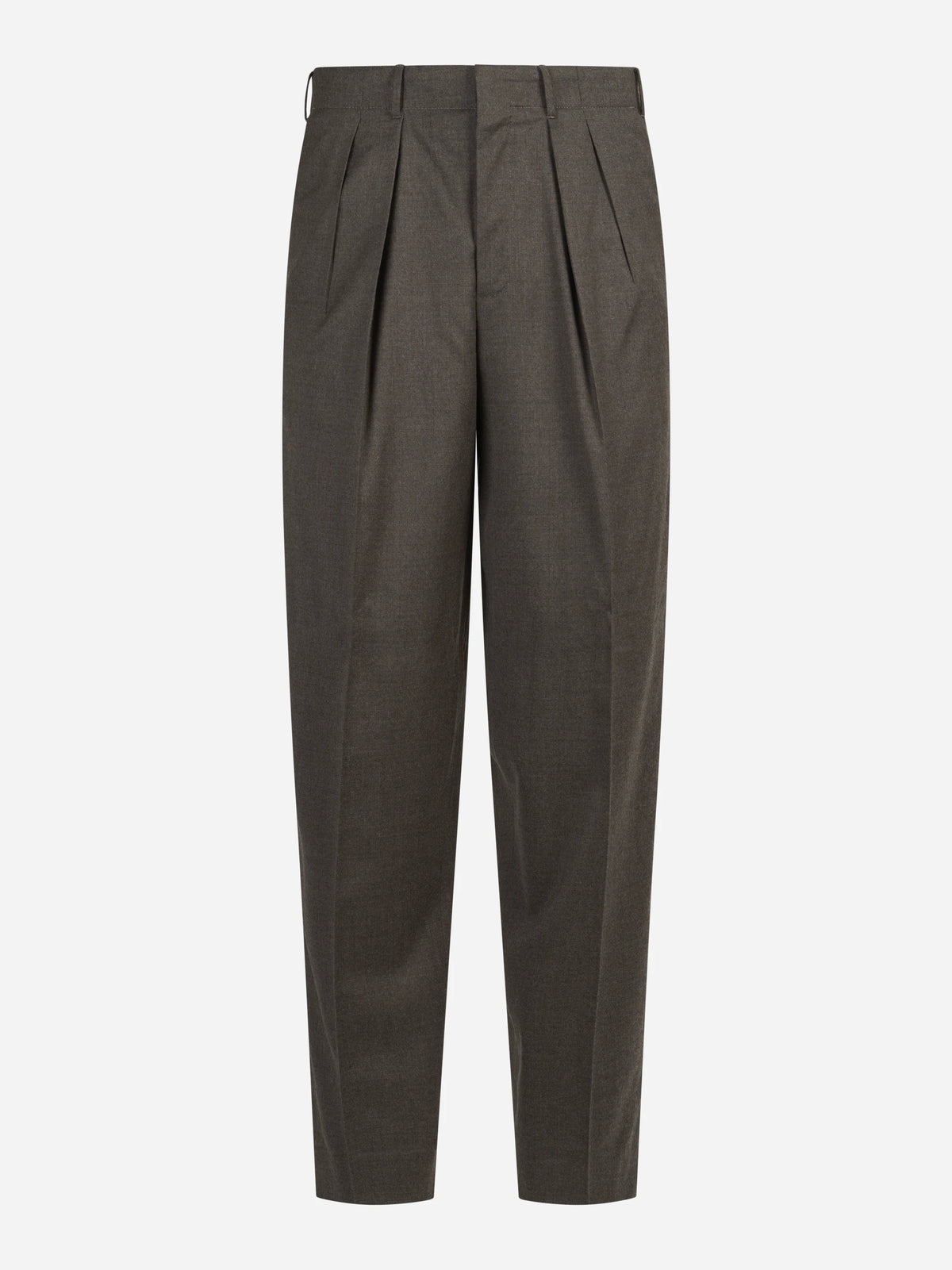 Pantalone doppia pince Wide marrone - vista frontale