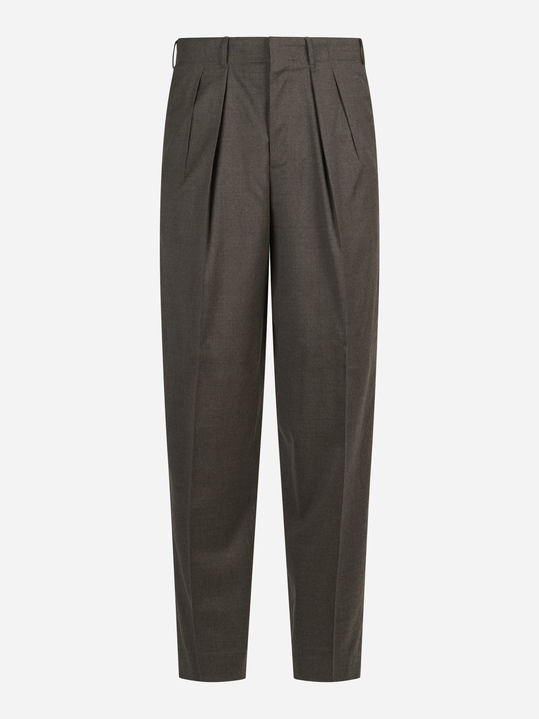 Pantalone doppia pince Wide marrone - vista frontale