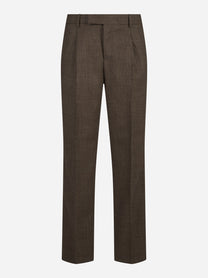 Pantalone Quindici in lana vergine marrone - vista frontale