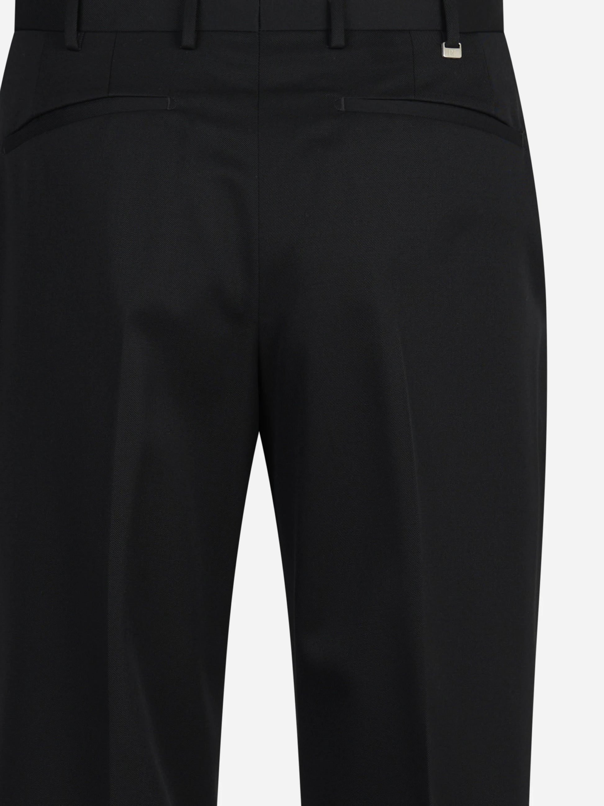 Pantalone drill di lana a due strati Samuel nero - vista laterale e dettagli