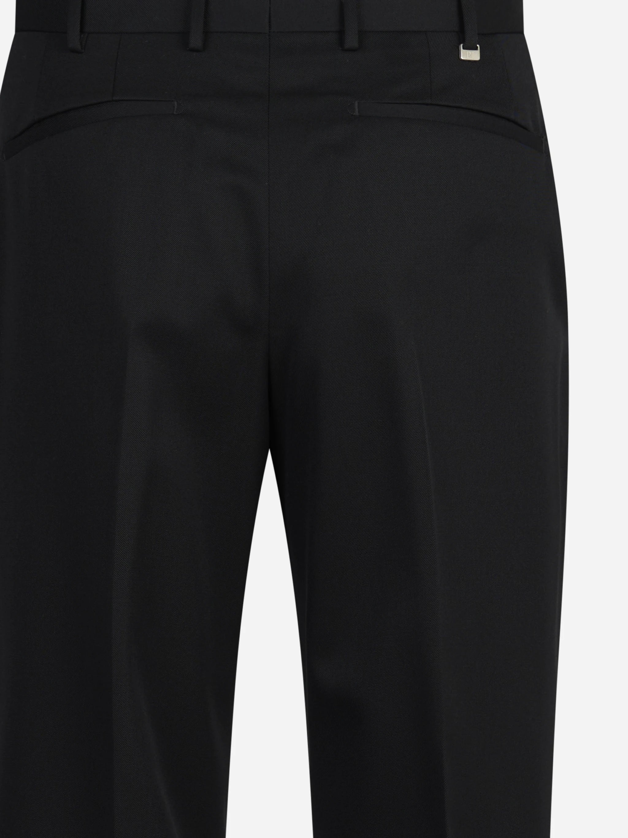Pantalone drill di lana a due strati Samuel nero - vista laterale e dettagli