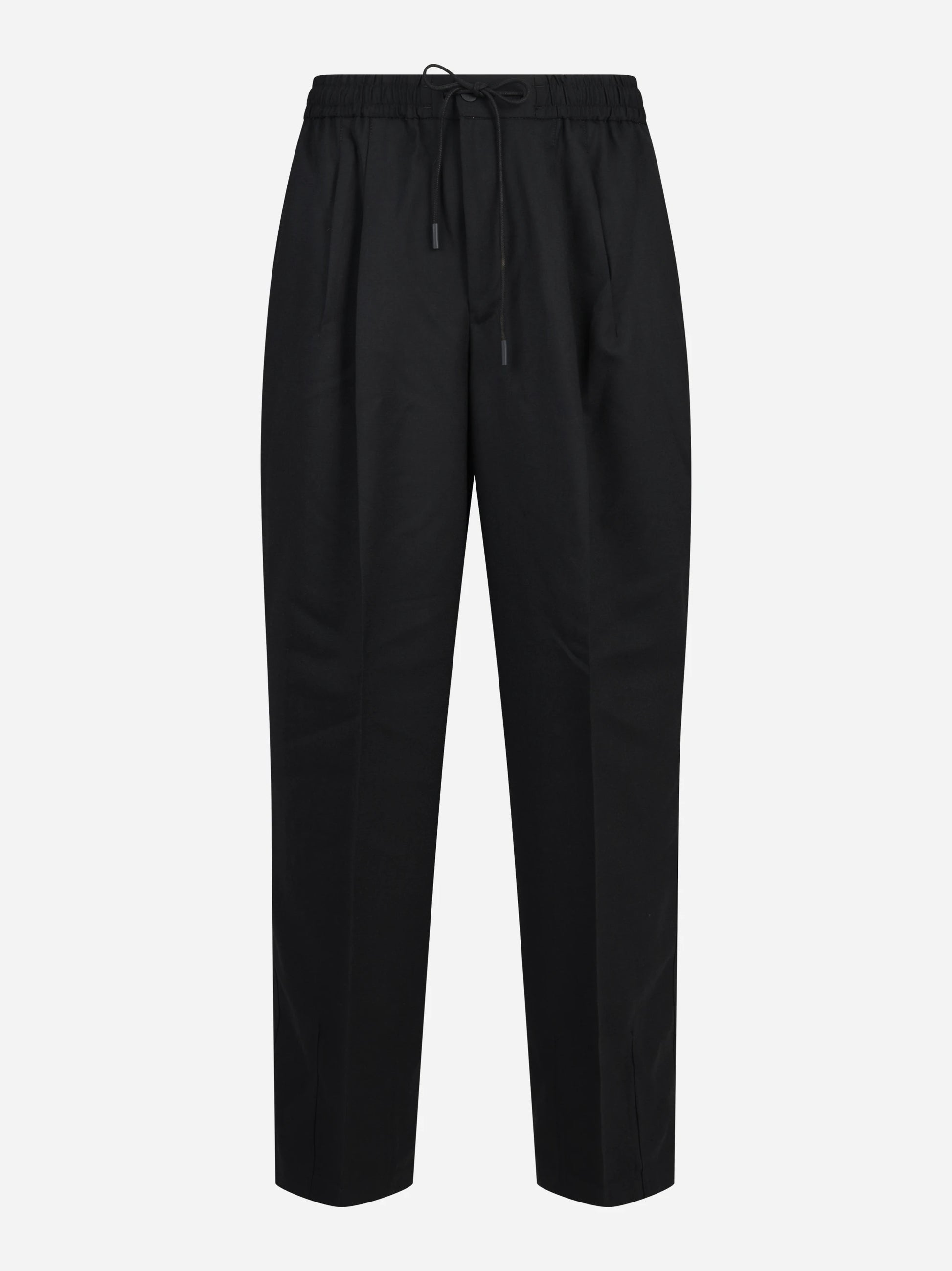 Pantaloni Wide Active in flanella tecnica neri - vista frontale