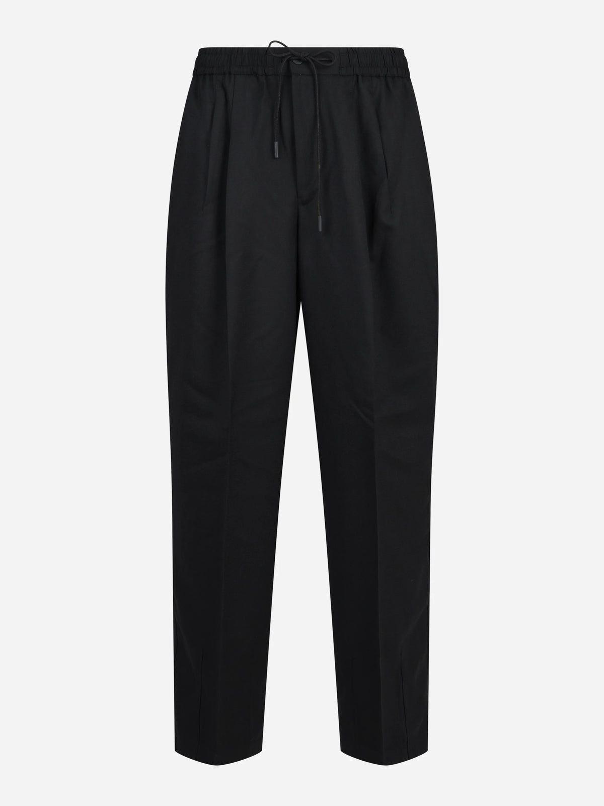 Pantaloni Wide Active in flanella tecnica neri - vista frontale