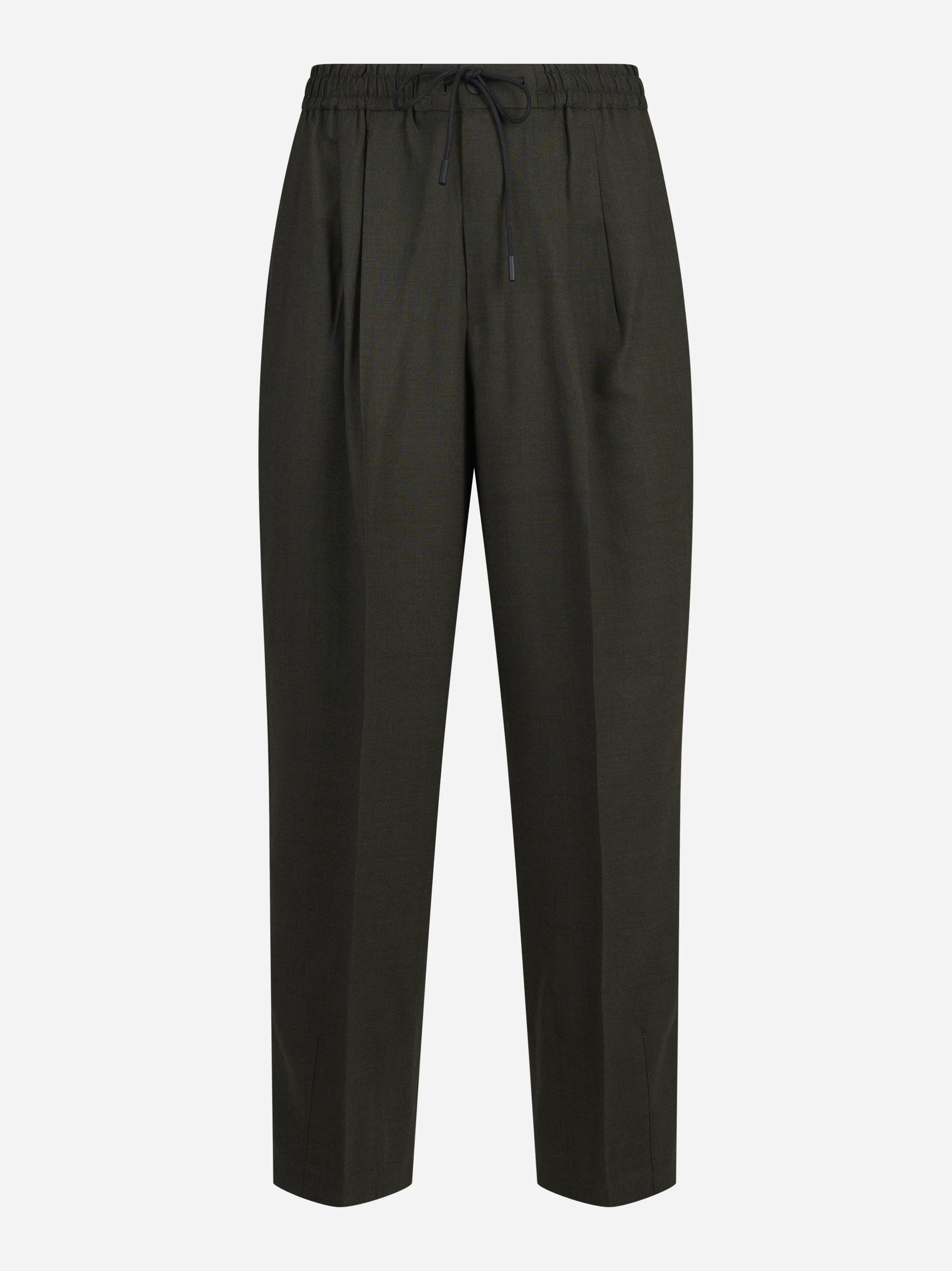 Pantaloni Wide Active in tela stretch verdi - vista frontale