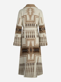Cappotto cardigan Dineth in lana jacquard avorio - vista posteriore