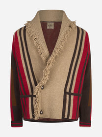 Cardigan Garrett con frange noce RAKKÌ - vista frontale