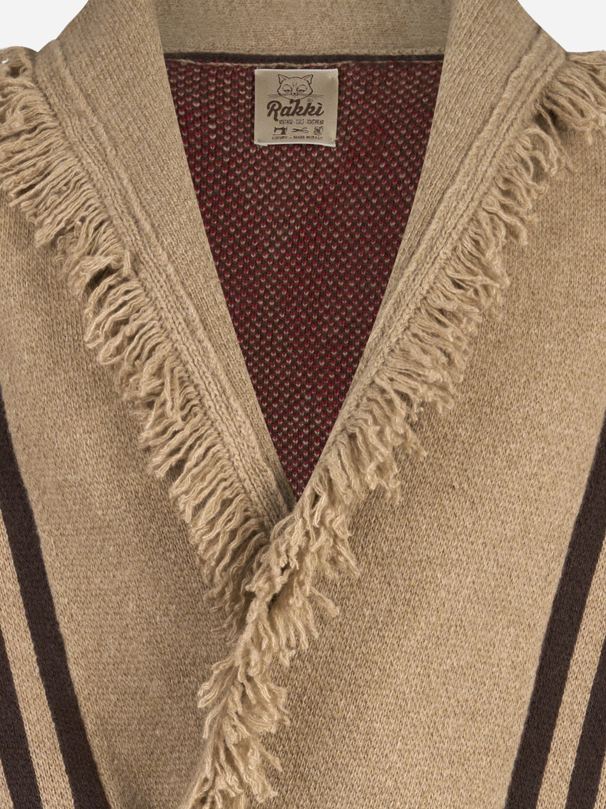 Cardigan Garrett con frange noce RAKKÌ - dettaglio
