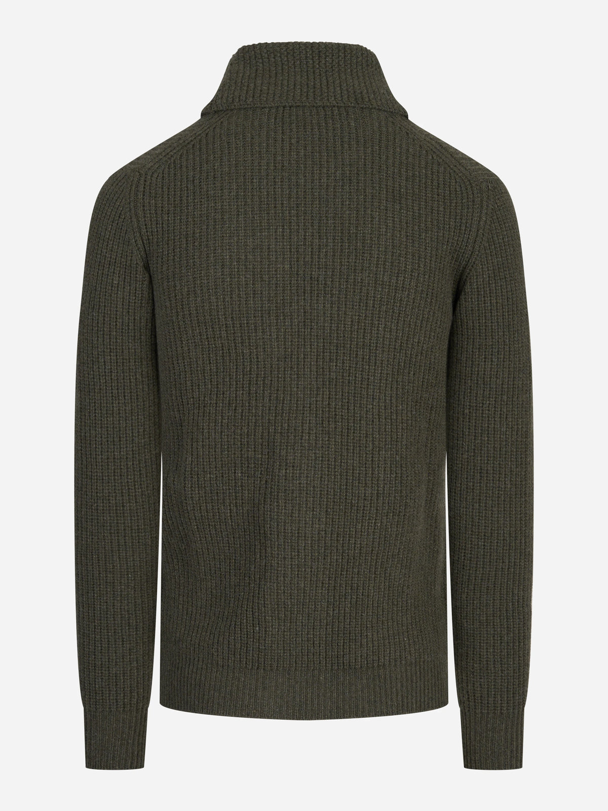 Cardigan Renegade con collo sciallato verde militare RAKKÌ - vista posteriore