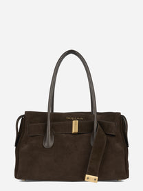Borsa Emeralda in suede testa di moro - vista frontale