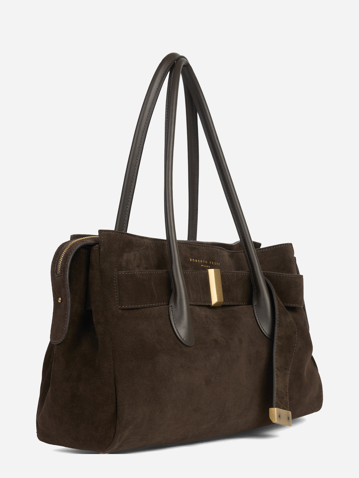 Borsa Emeralda in suede testa di moro - vista posteriore