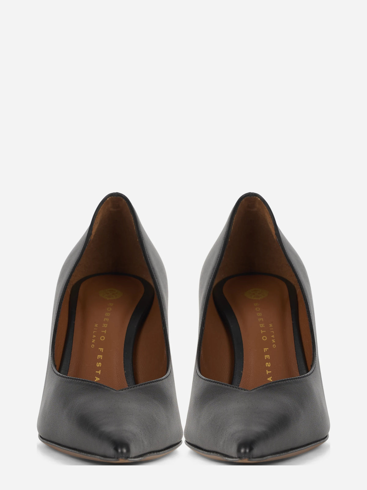 Décolleté Bros 85 in pelle nera - vista frontale