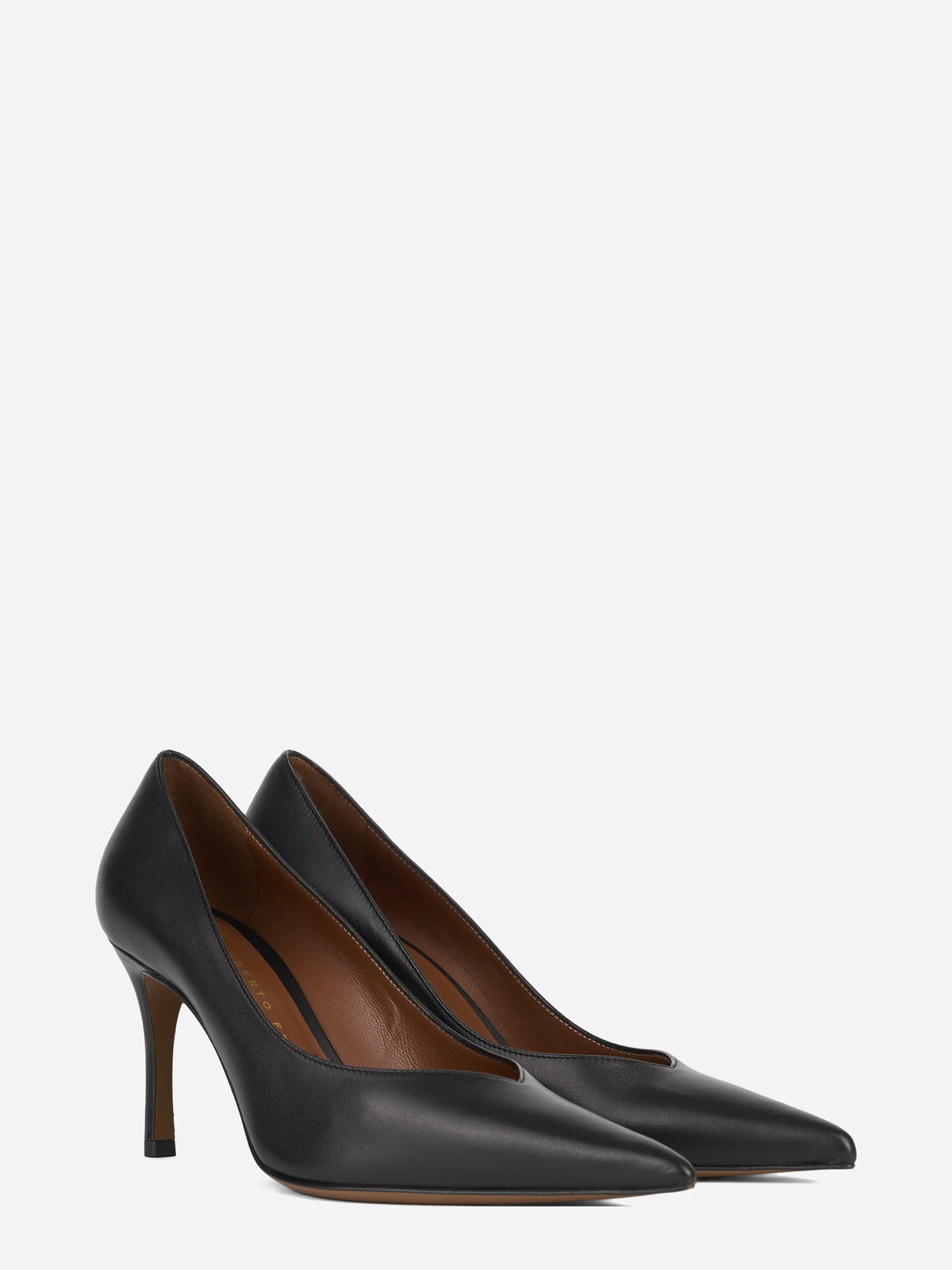 Décolleté Bros 85 in pelle nera - vista tre quarti