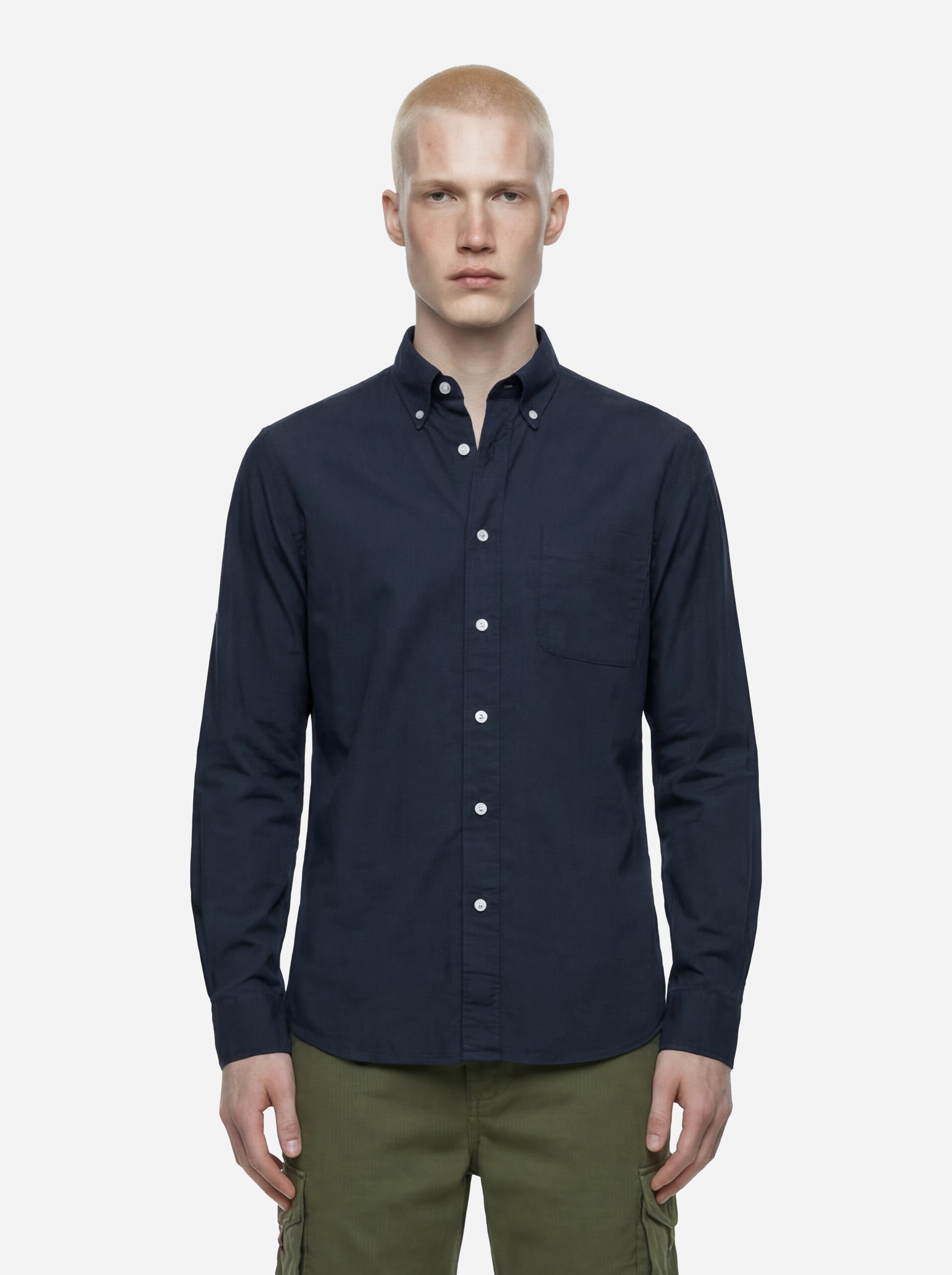 Camicia button down blu Magalloway in popeline di cotone