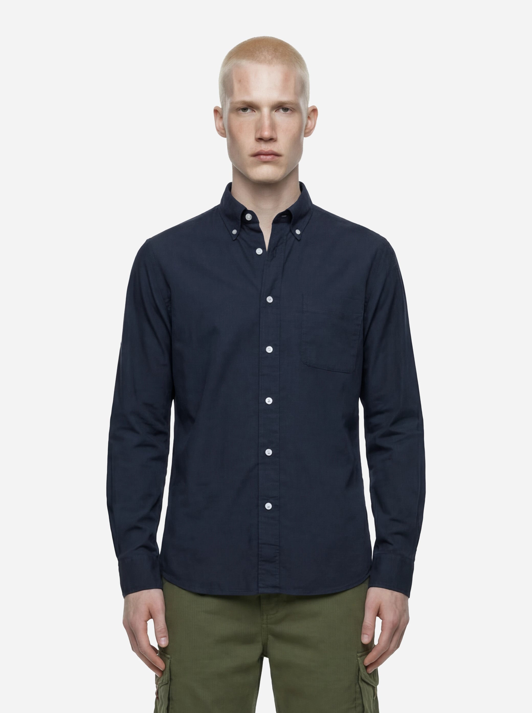 Camicia button down blu Magalloway in popeline di cotone