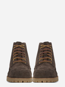 Stivaletto Parker stringato in pelle marrone - vista frontale