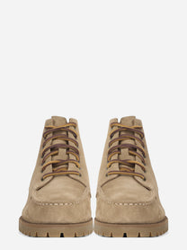 Stivaletto Parker stringato in pelle beige - vista frontale