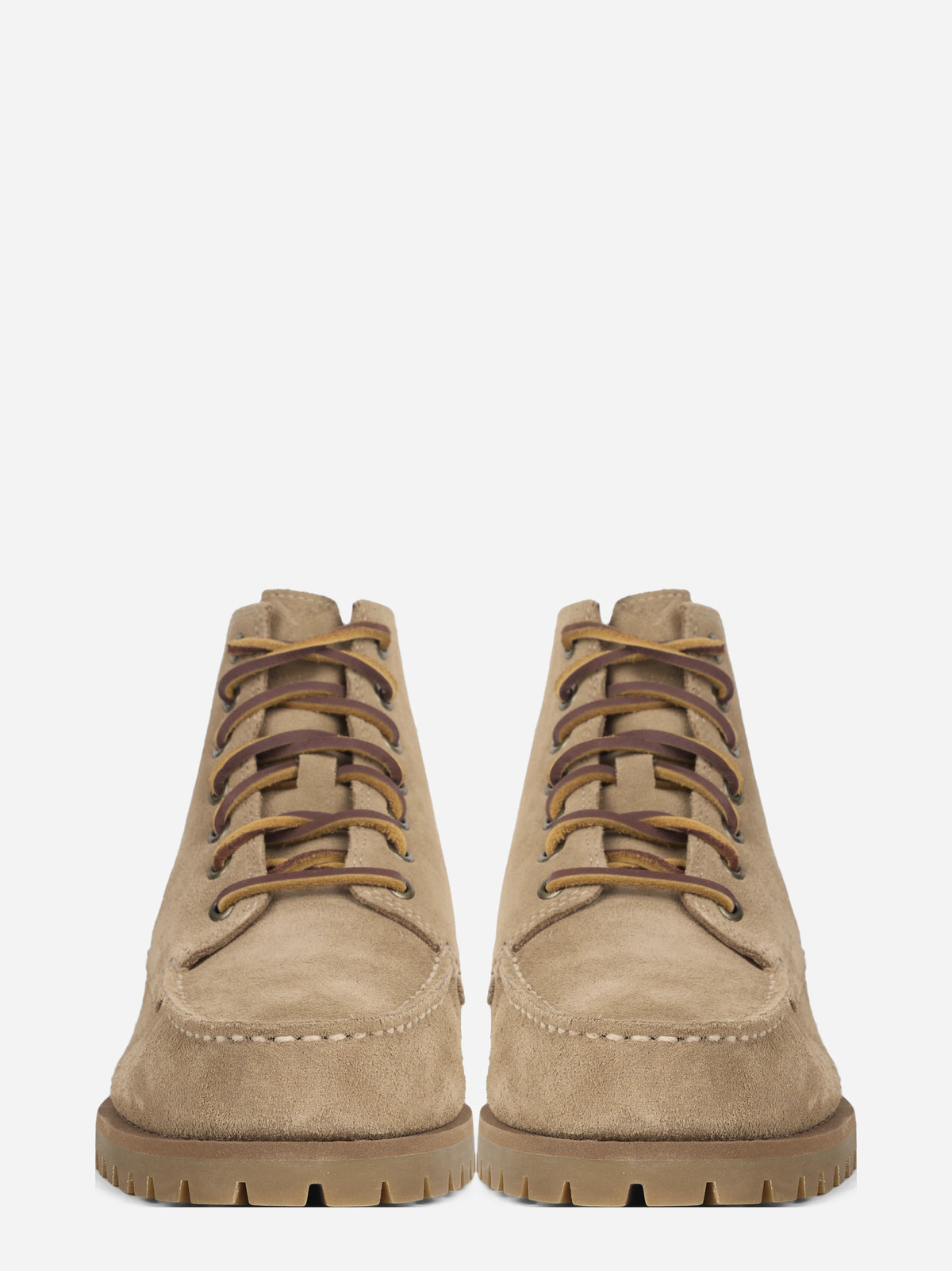 Stivaletto Parker stringato in pelle beige - vista frontale