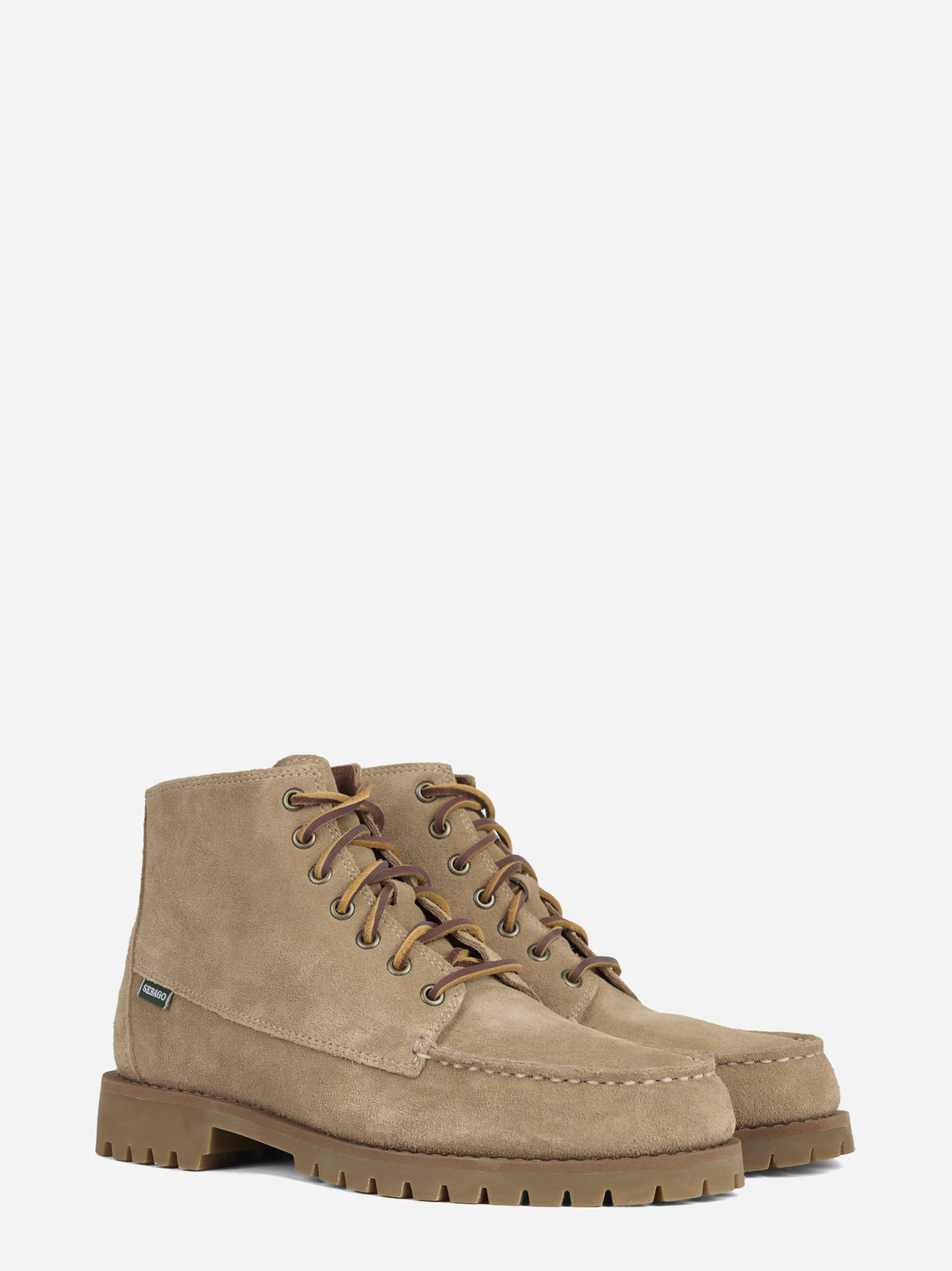 Stivaletto Parker stringato in pelle beige - vista tre quarti