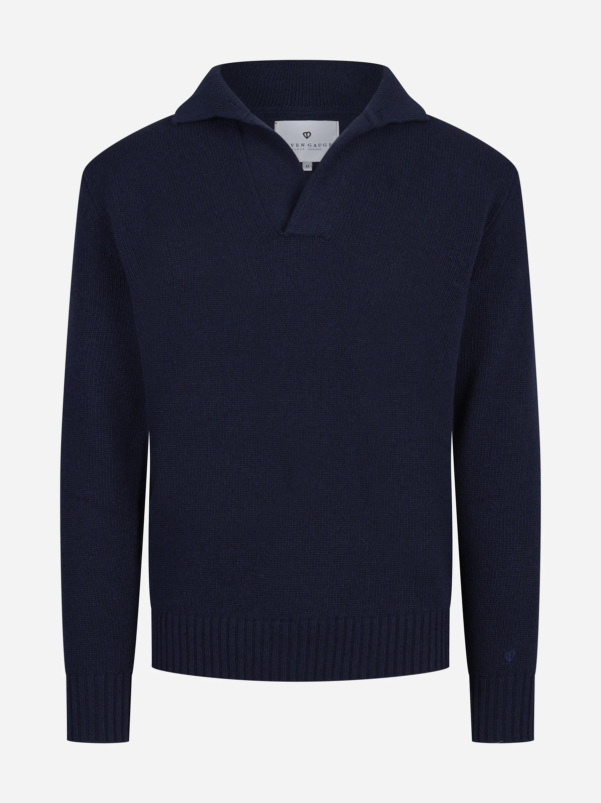 Polo in lana merino blu - vista frontale