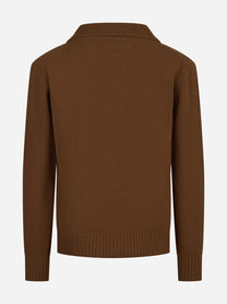 Polo in lana merino marrone - vista posteriore