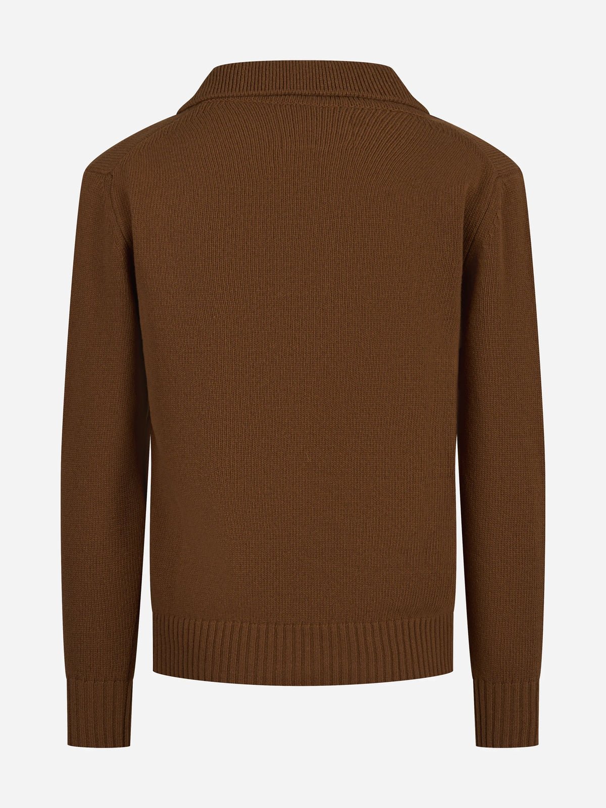 Polo in lana merino marrone - vista posteriore