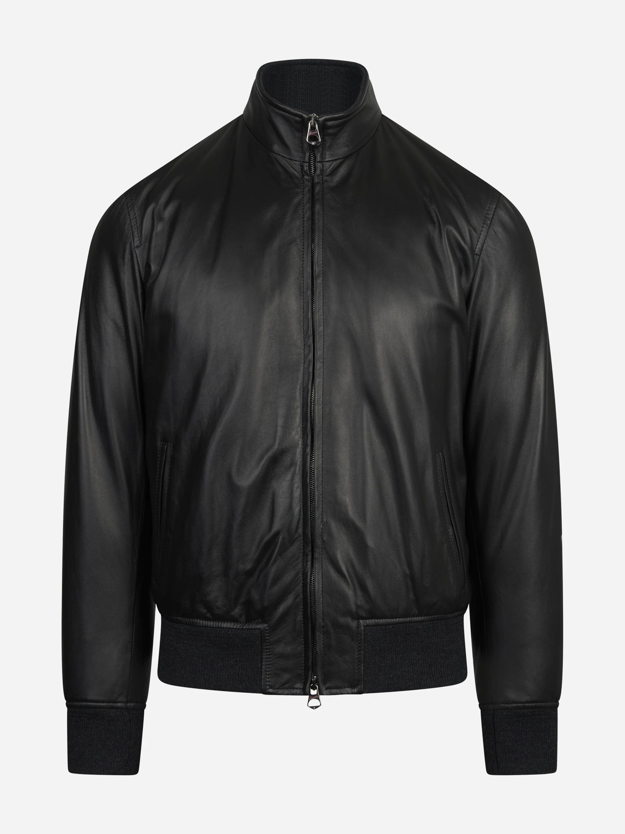 Bomber in pelle nero STEWART – immagine 1 di 3