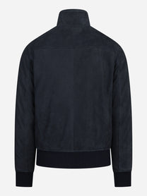 Bomber in pelle scamosciata blu STEWART – immagine 2 di 3