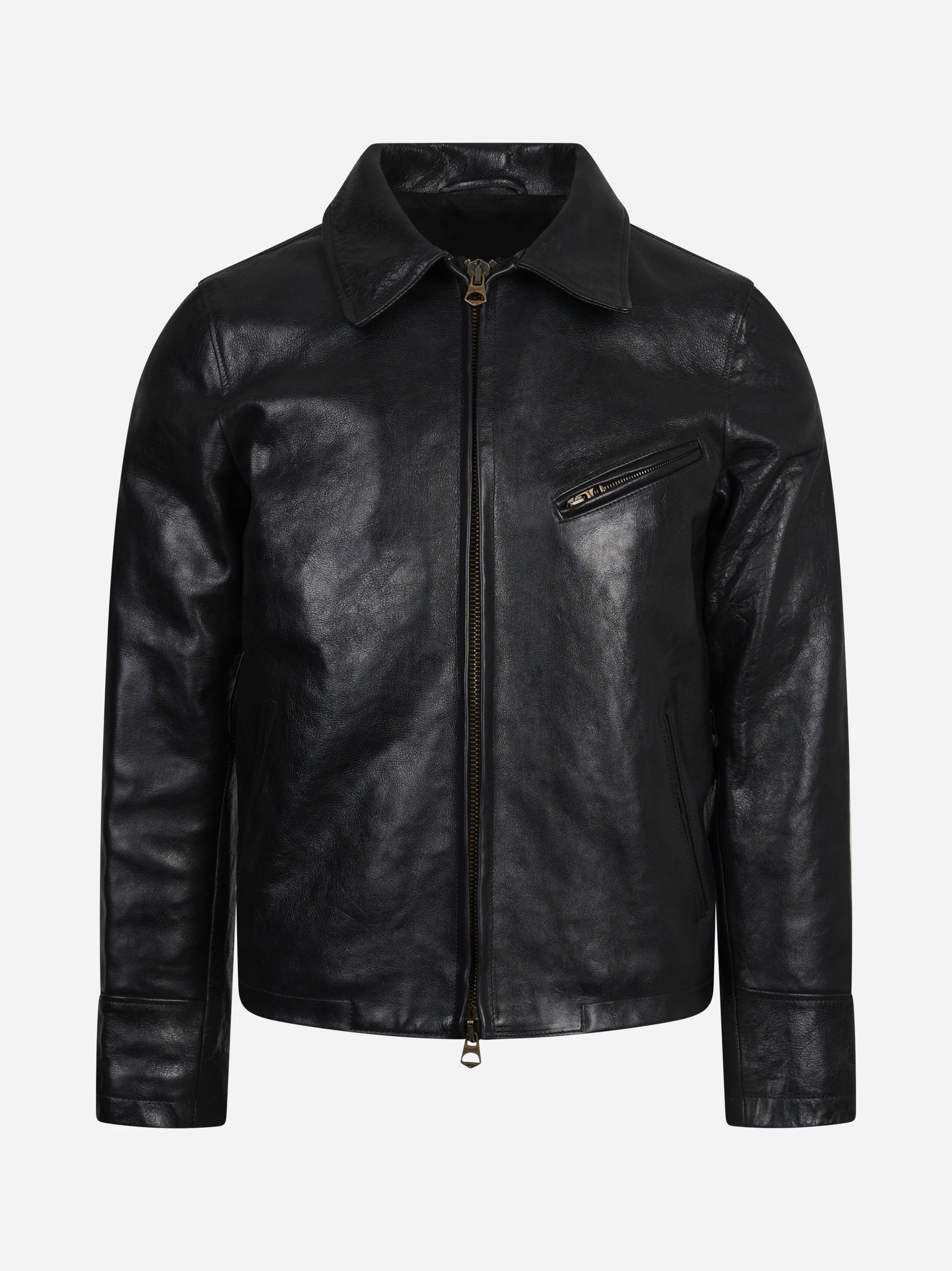 Giacca biker in pelle nera STEWART – immagine 1 di 3
