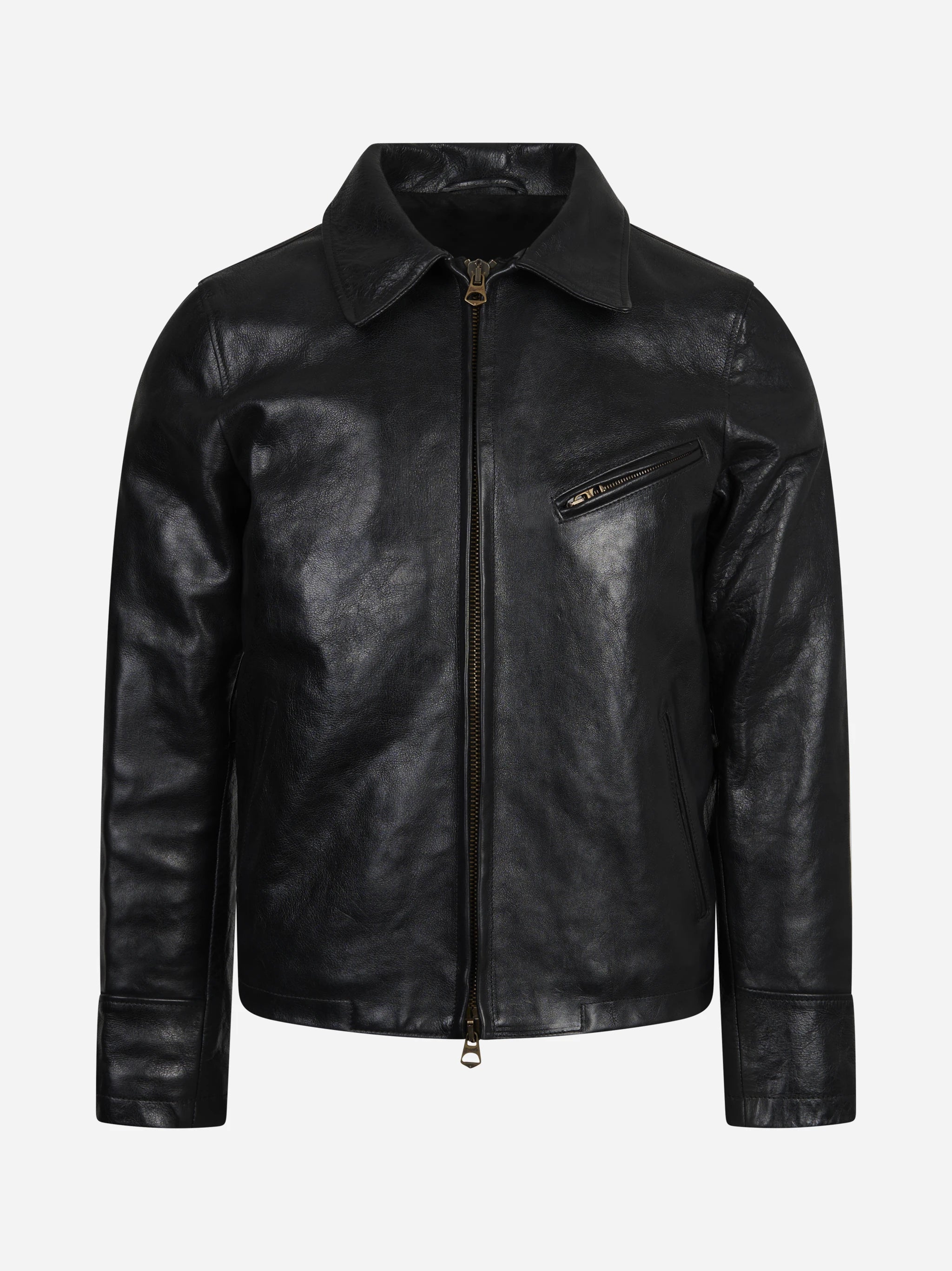Giacca biker in pelle nera STEWART – immagine 1 di 3