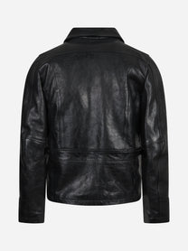 Giacca biker in pelle nera STEWART – immagine 2 di 3