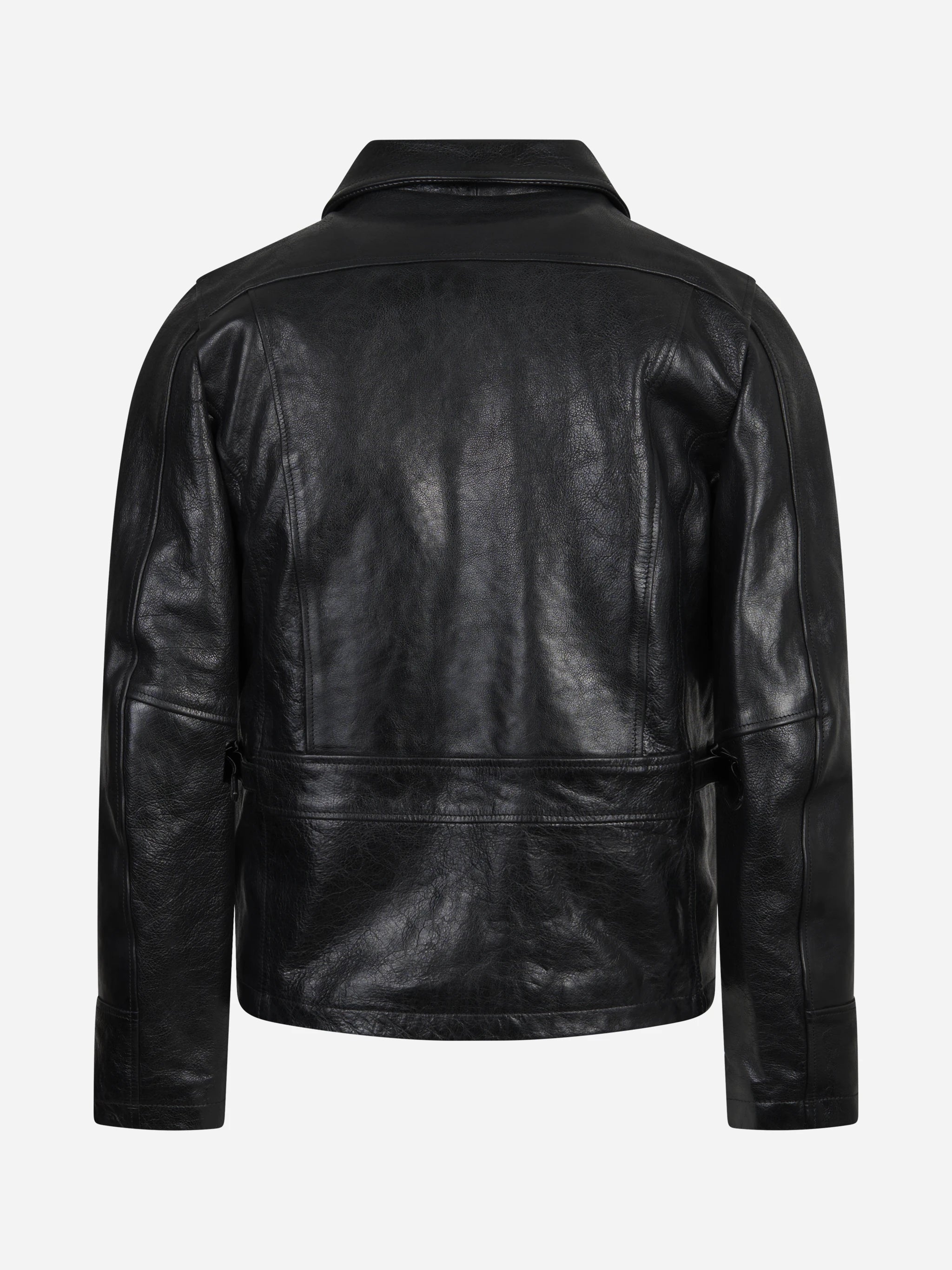 Giacca biker in pelle nera STEWART – immagine 2 di 3