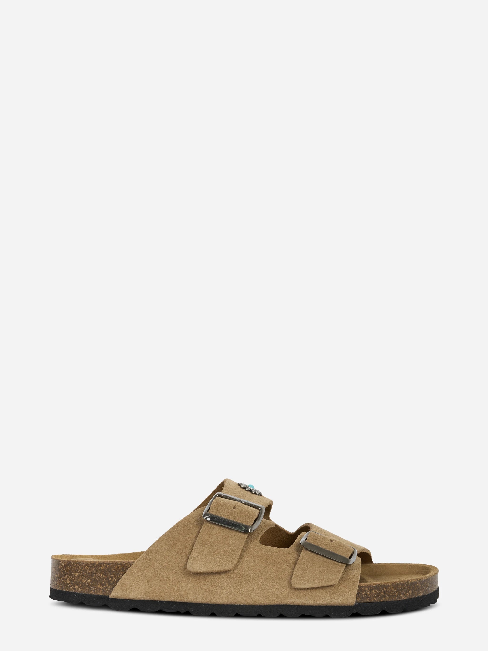 Sandalo Buckle in suede beige