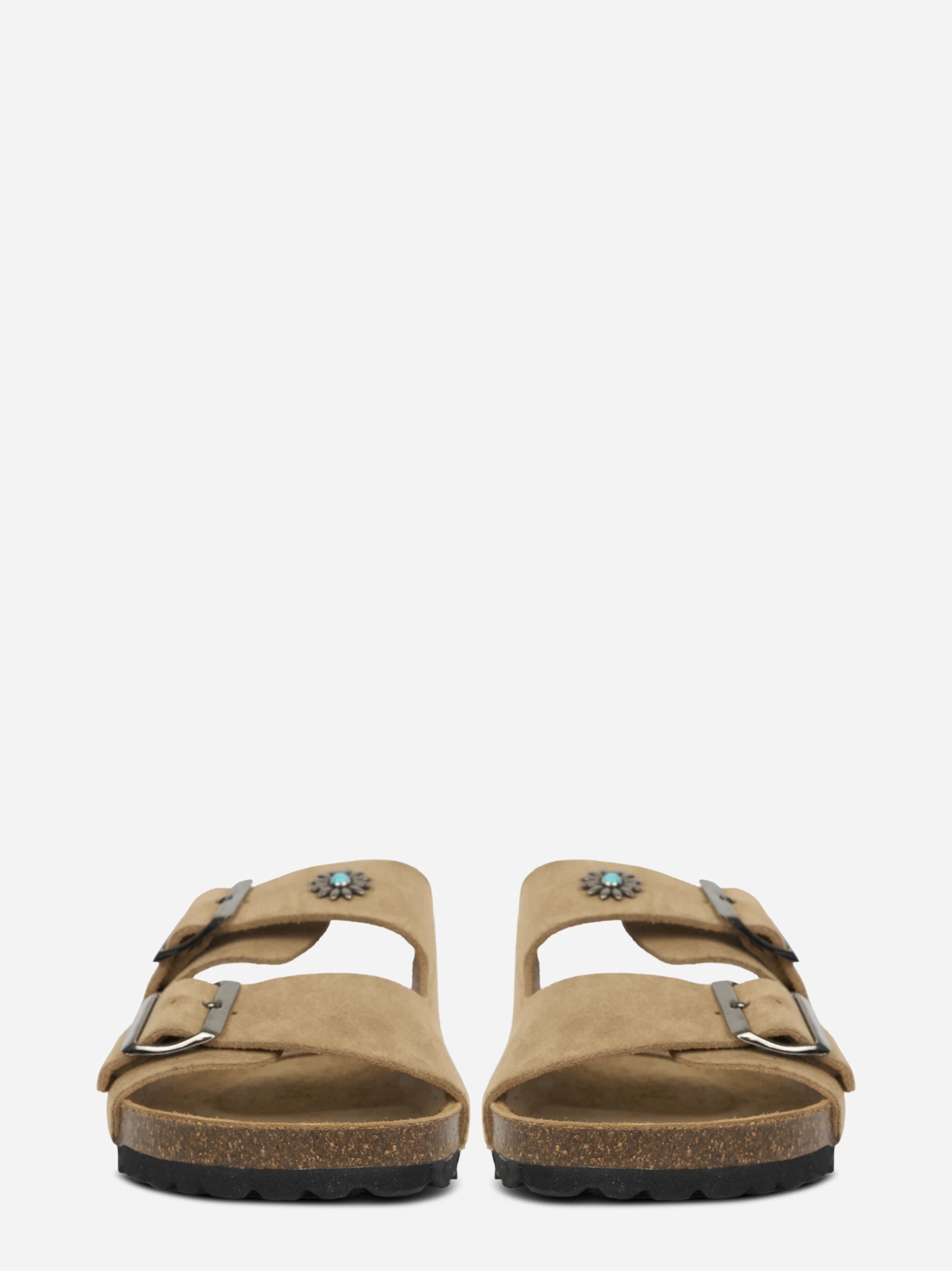 Sandalo Buckle in suede beige