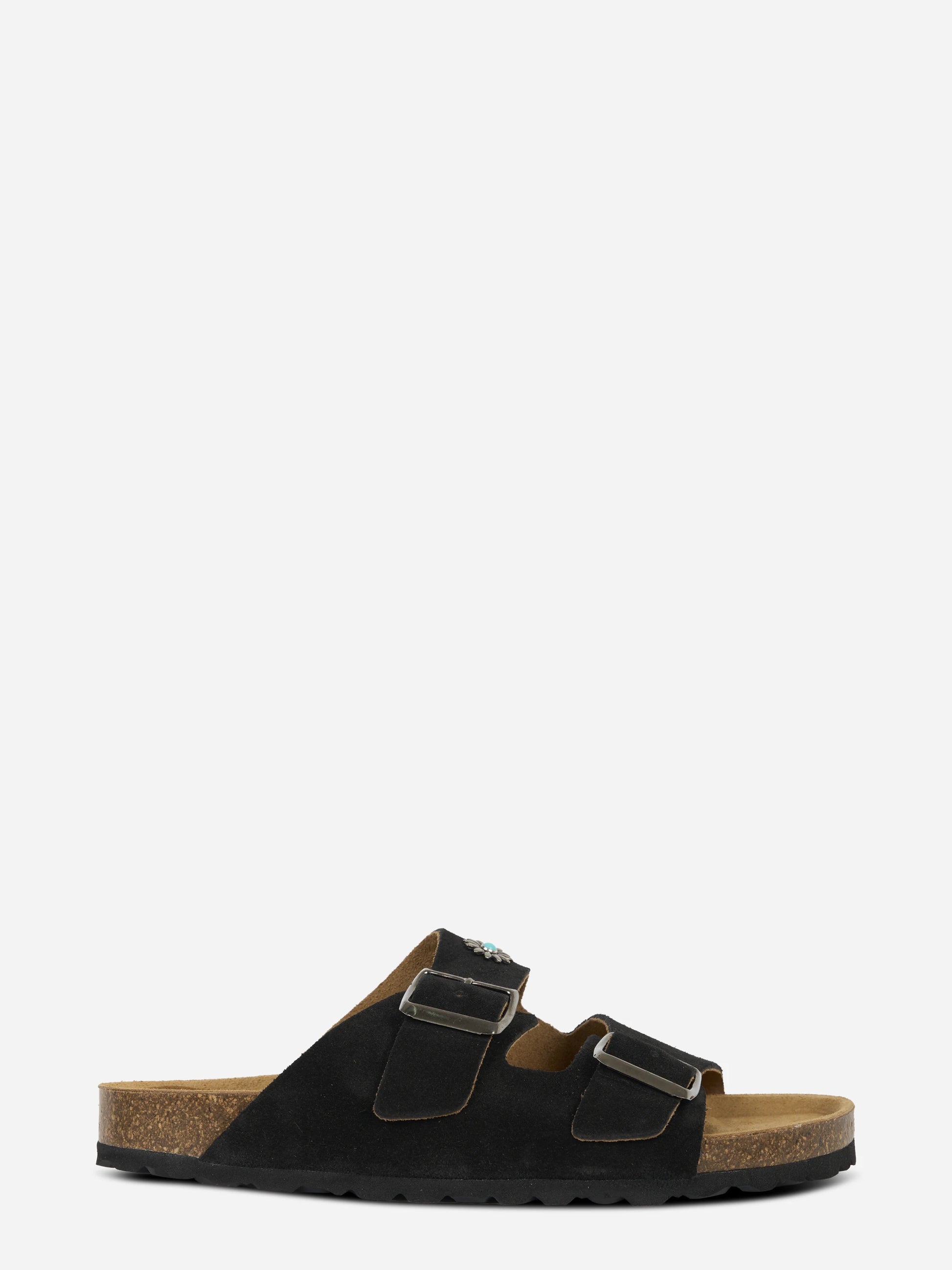 Sandalo Buckle in suede nero