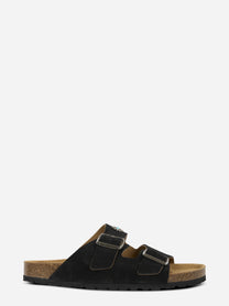 Sandalo Buckle in suede nero