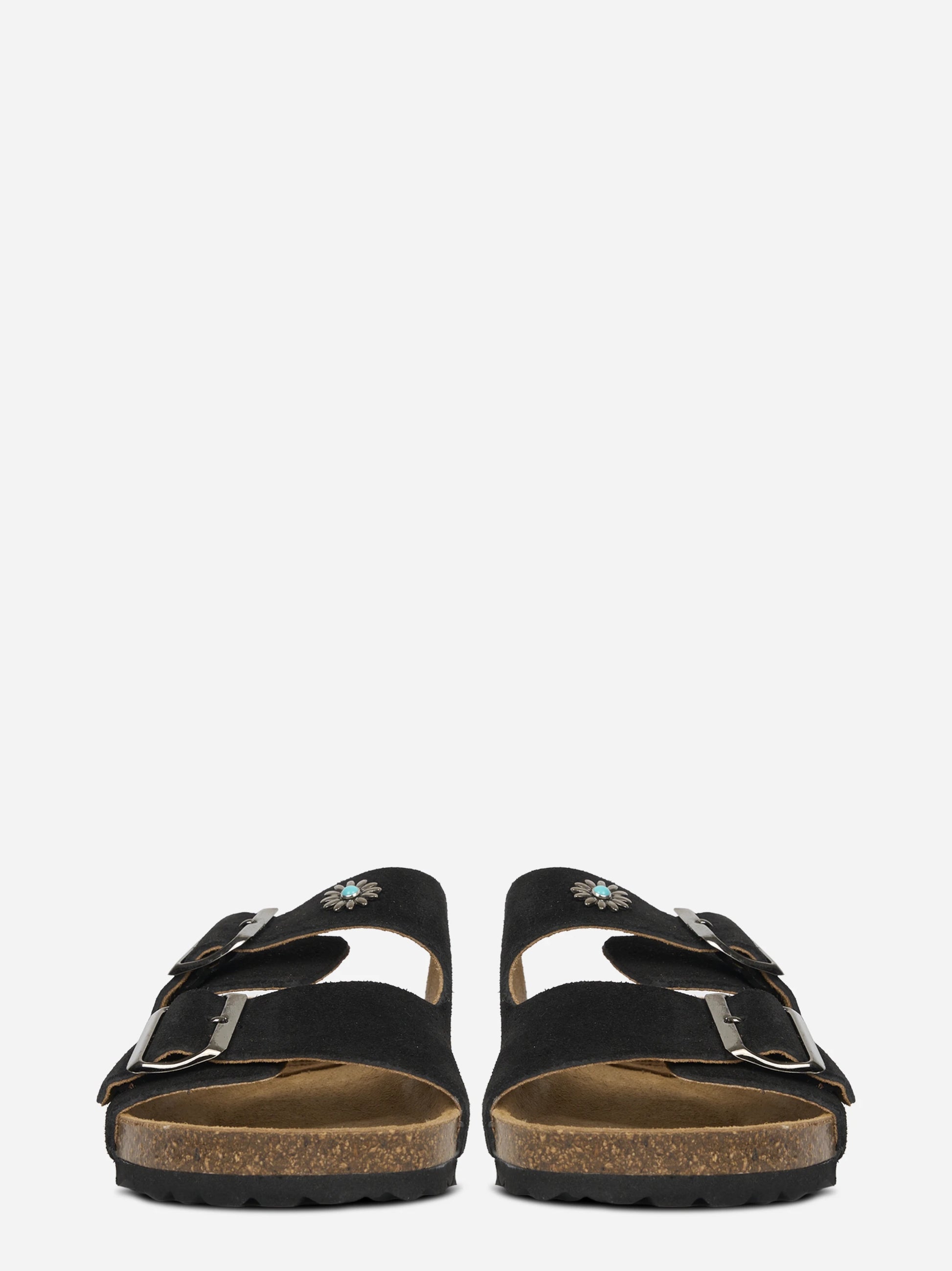 Sandalo Buckle in suede nero
