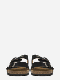 Sandalo Buckle in suede nero