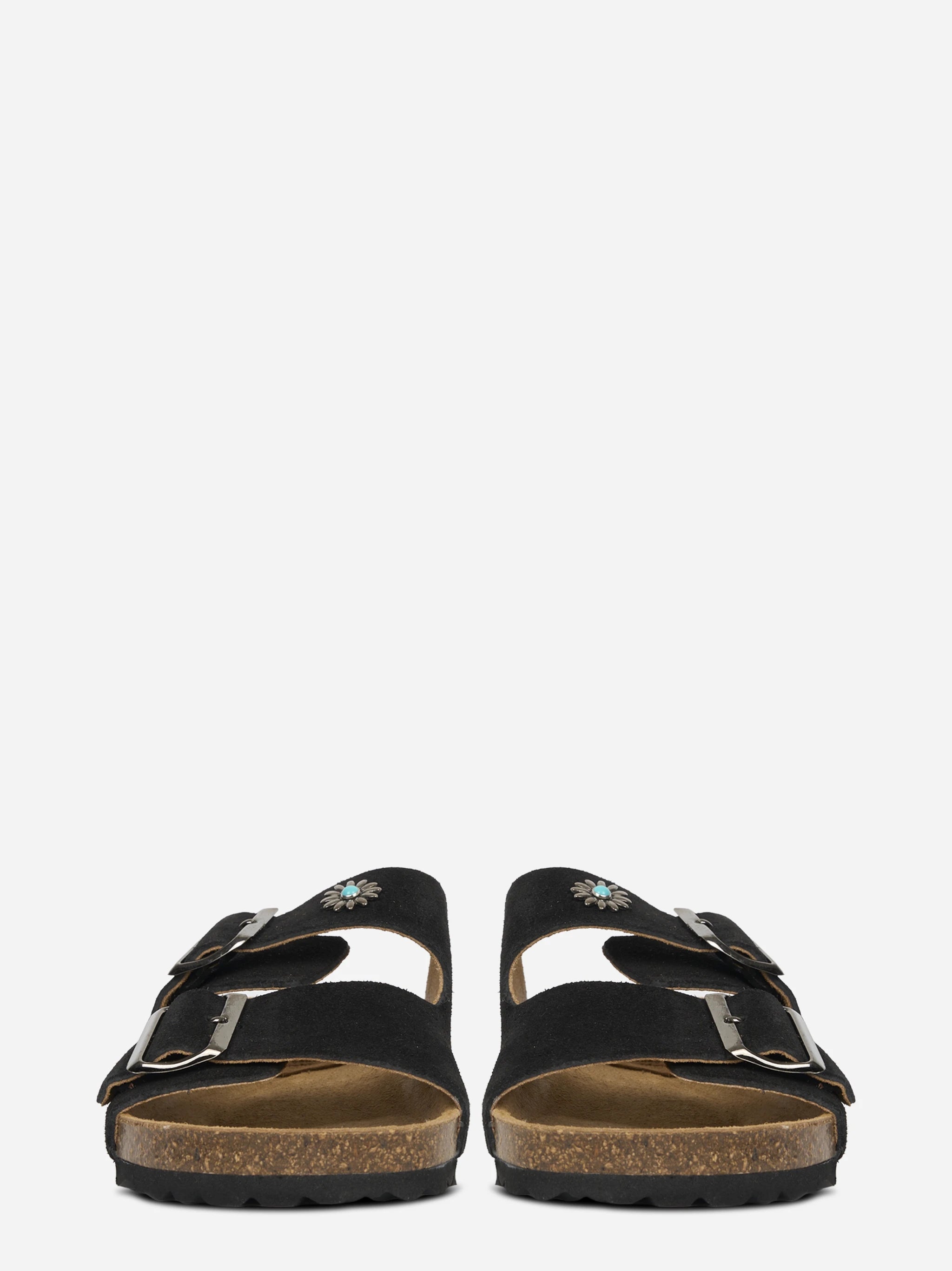 Sandalo Buckle in suede nero