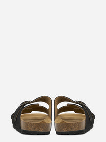 Sandalo Buckle in suede nero