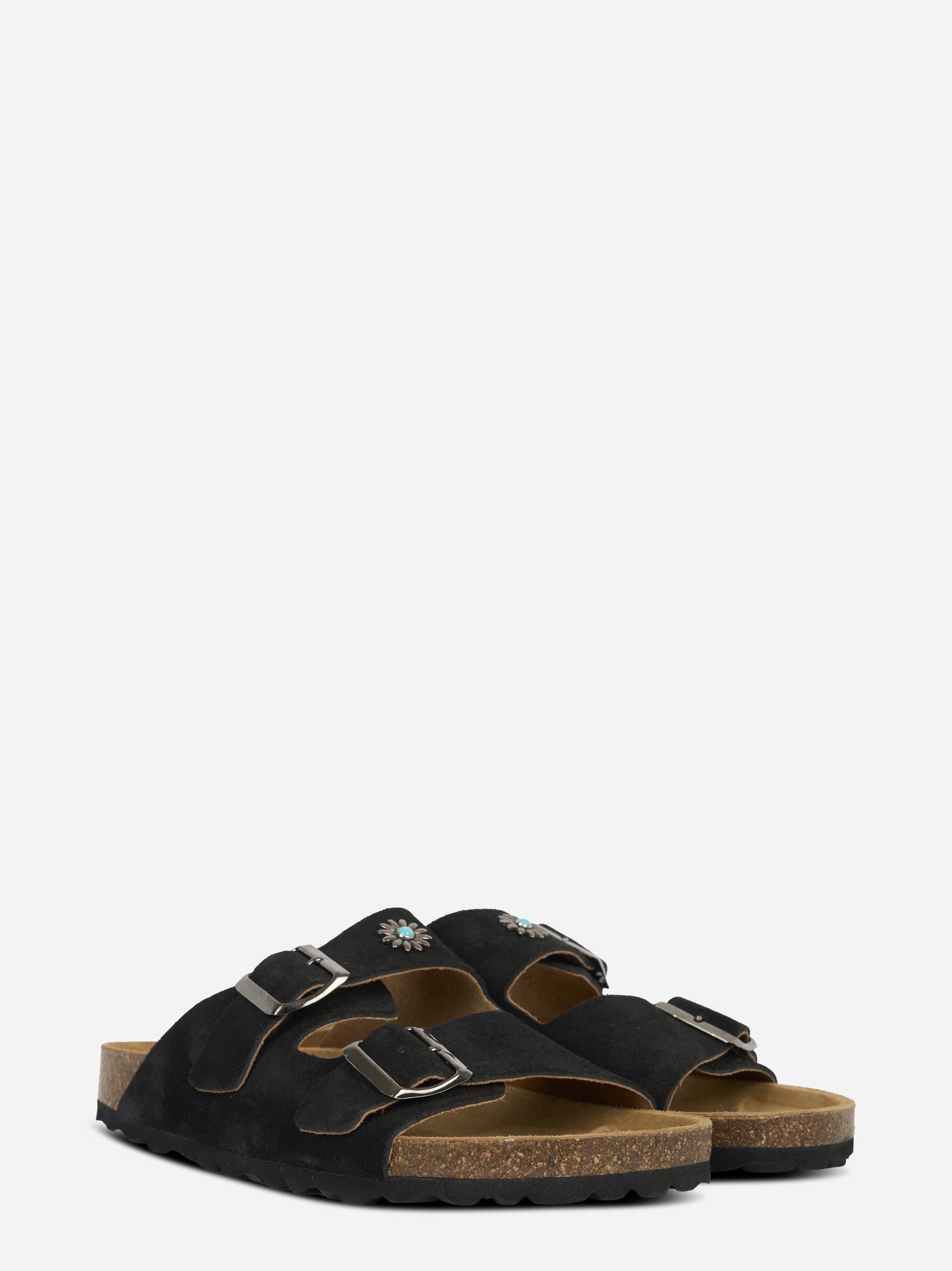 Sandalo Buckle in suede nero
