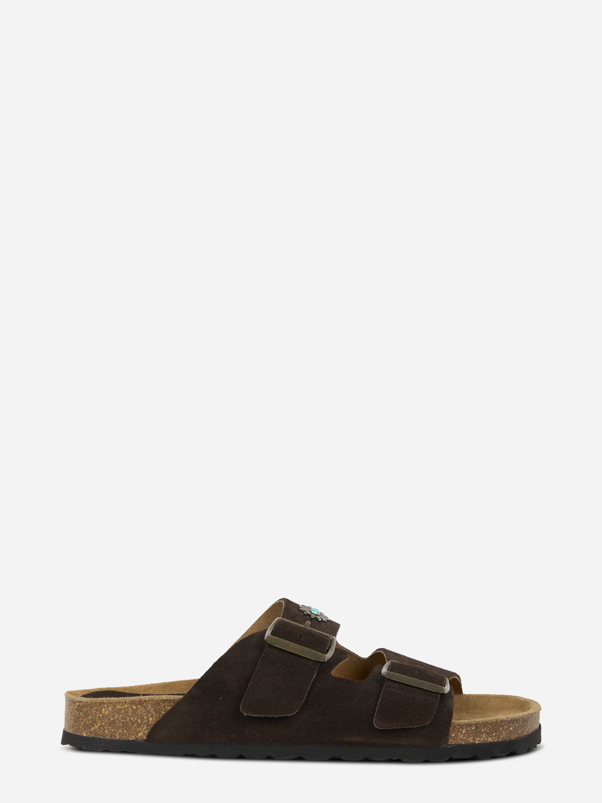 Sandalo Buckle in suede marrone