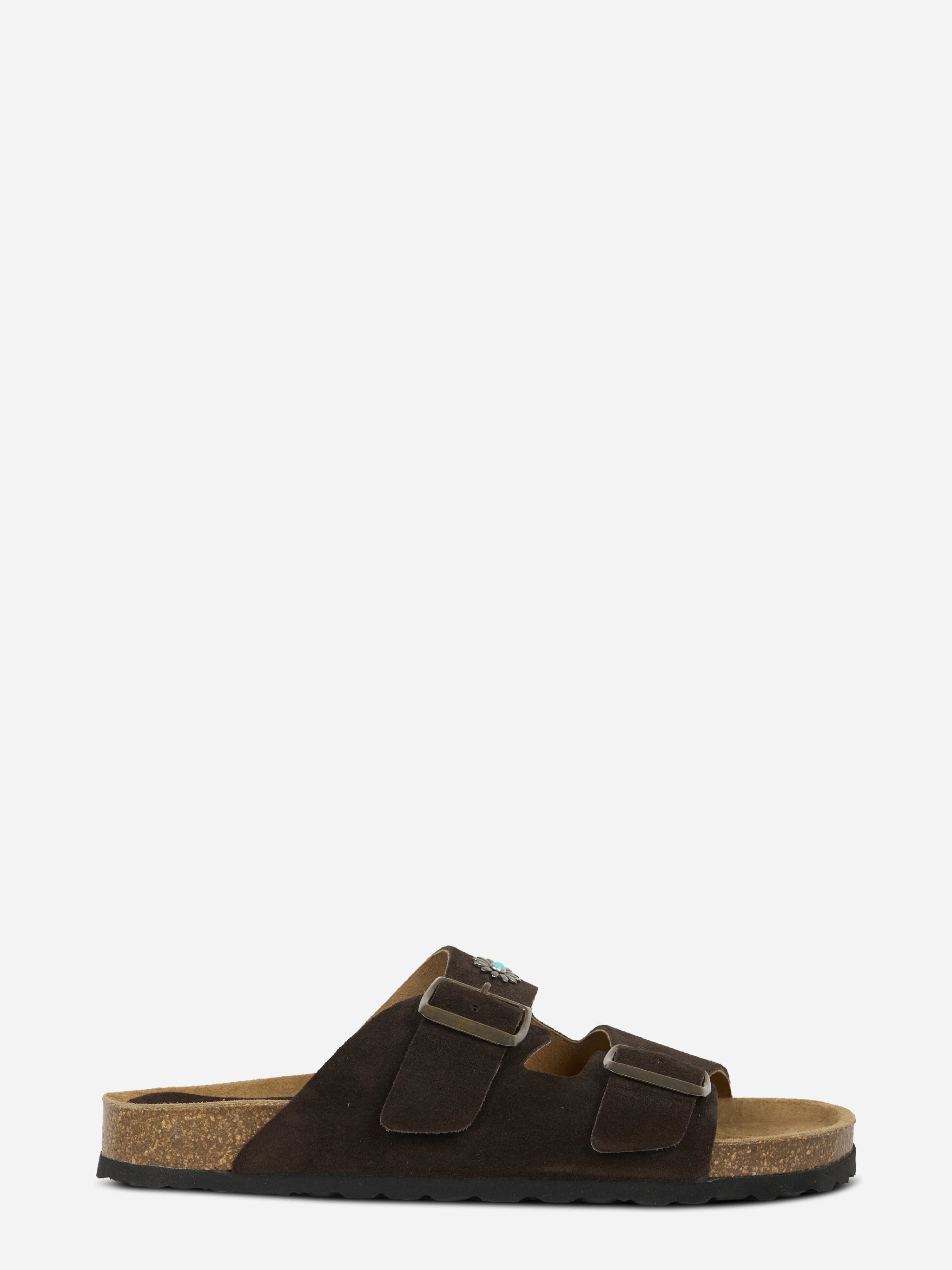 Sandalo Buckle in suede marrone