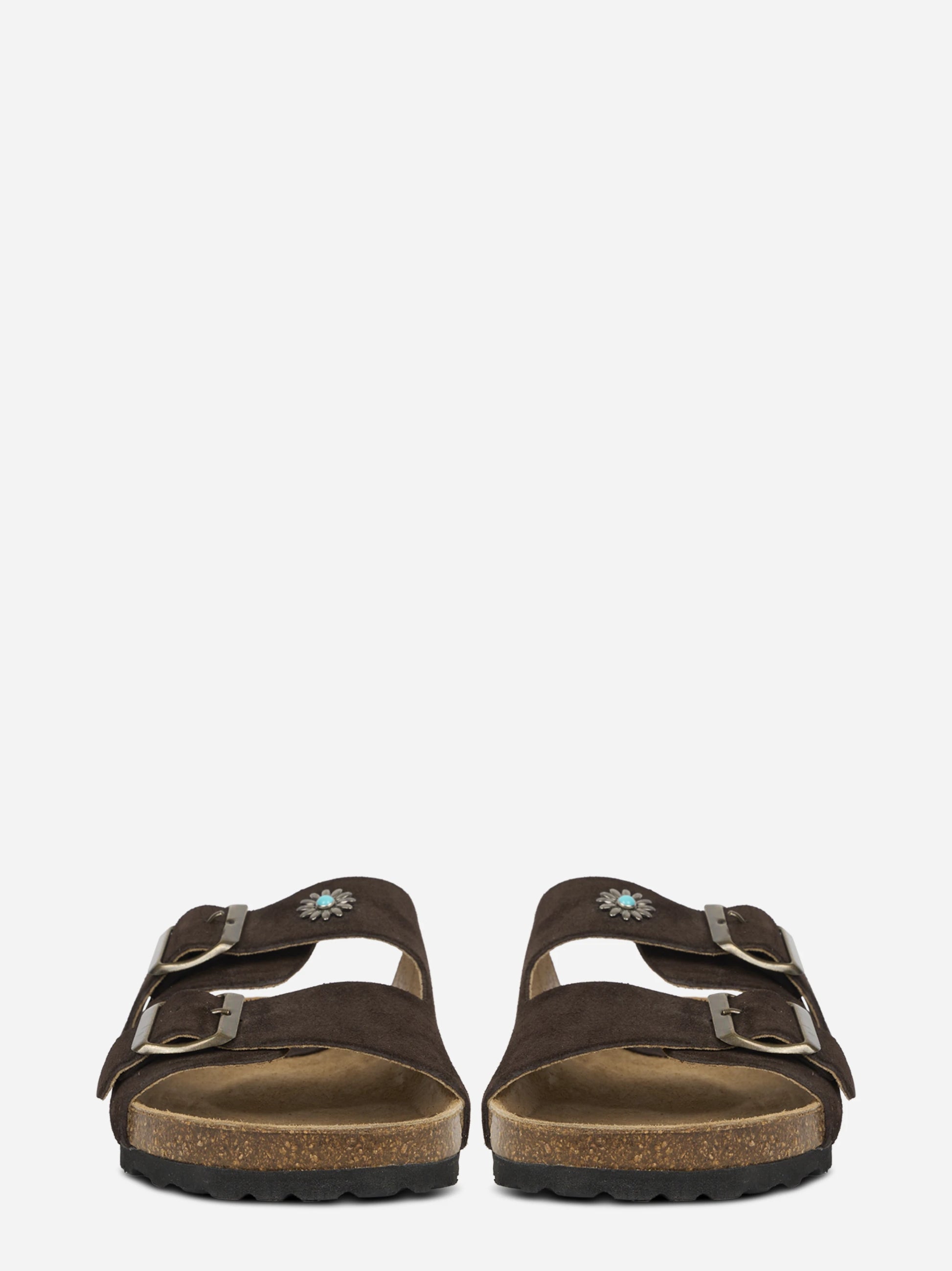 Sandalo Buckle in suede marrone