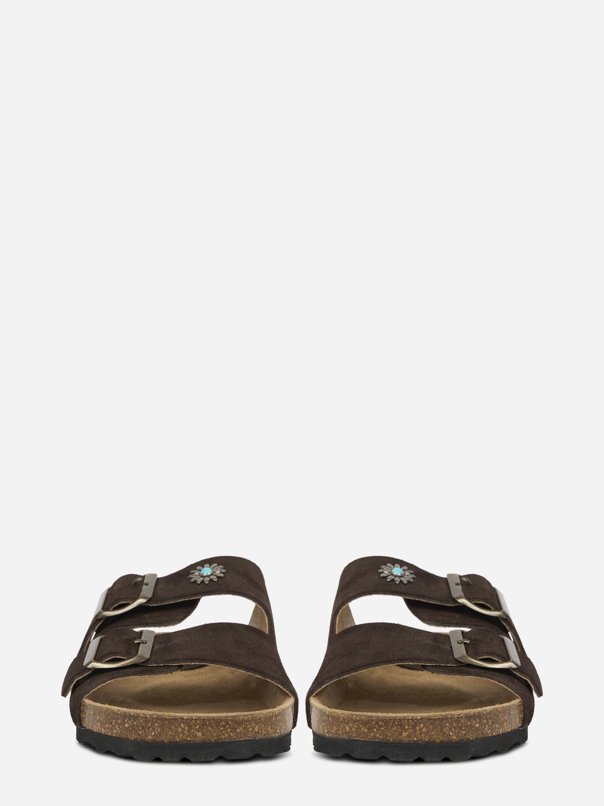 Sandalo Buckle in suede marrone